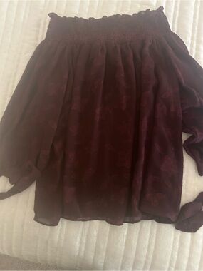 Cece Off-Shoulder Burgundy Women's Top